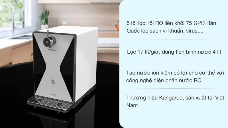 M&aacute;y lọc nước RO Hydrogen Kangaroo KG100MED 5 l&otilde;i