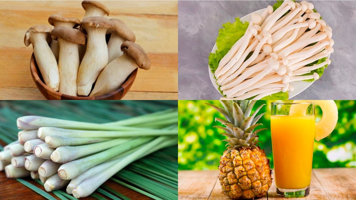 Nguyên liệu món ăn 3 cách làm nấm đùi gà hấp cải xanh, hấp lá tía tô và hấp thái