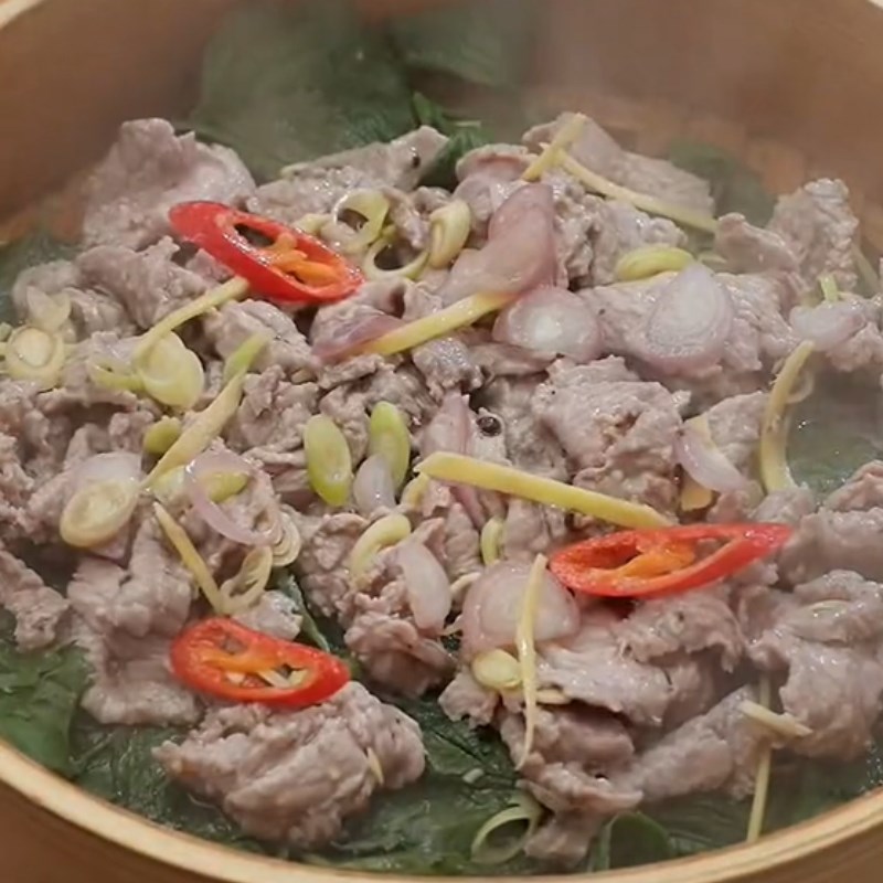 Bước 3 Hấp thịt Bò hấp lá tía tô (Công thức được chia sẻ từ Tiktok Vào bếp cùng Điện máy XANH)