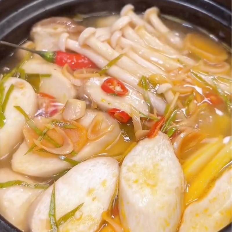 Bước 4 Thành phẩm Nấm đùi gà hấp Thái