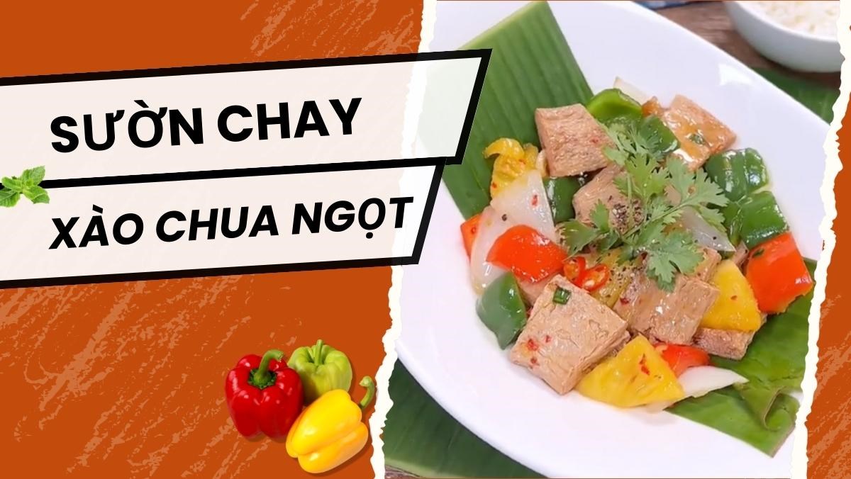 Sườn chay xào chua ngọt với ớt chuông