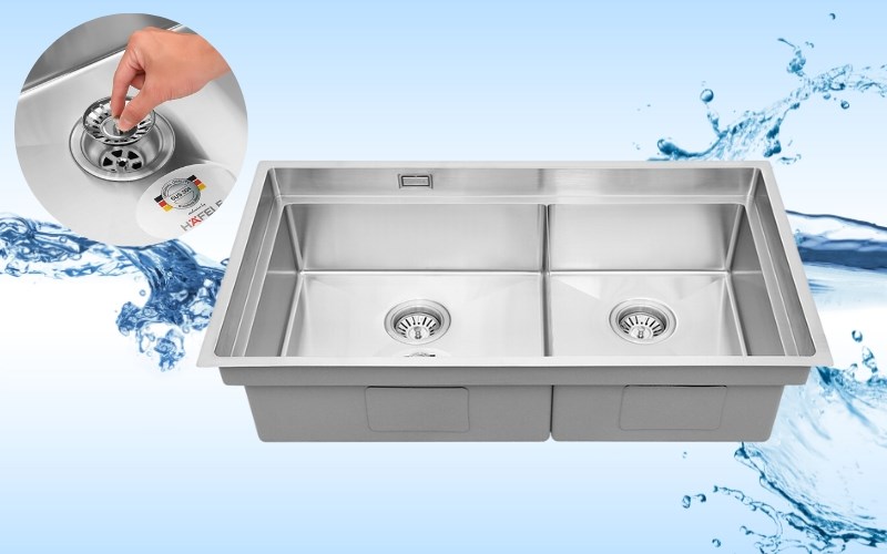 Chậu rửa ch&eacute;n 2 ngăn inox Hafele HS21-SSN2S90 (567.94.030)