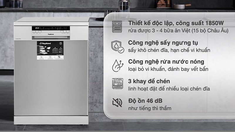 Máy rửa chén độc lập Nagakawa NAG3601M15