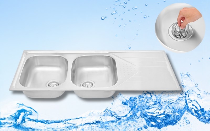 Chậu rửa ch&eacute;n 2 ngăn 1 c&aacute;nh inox Teka Universe 80 T-XP 2B 1D REV 3&frac12;