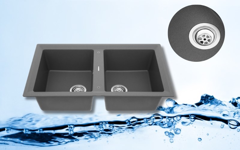 Chậu rửa ch&eacute;n 2 ngăn đ&aacute; Teka STONE 90 B-TG 2B BK