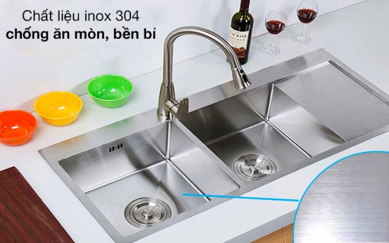 Chậu rửa ch&eacute;n 2 ngăn 1 c&aacute;nh inox Eurolife EL-HM12050