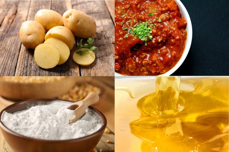 Nguyên liệu làm khoai tây sợi chiên sốt cay