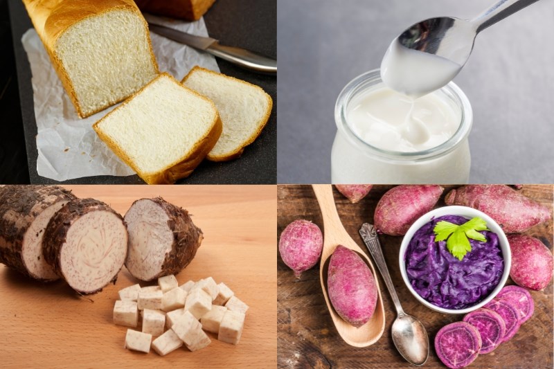 Nguyên liệu làm sandwich sữa chua khoai môn