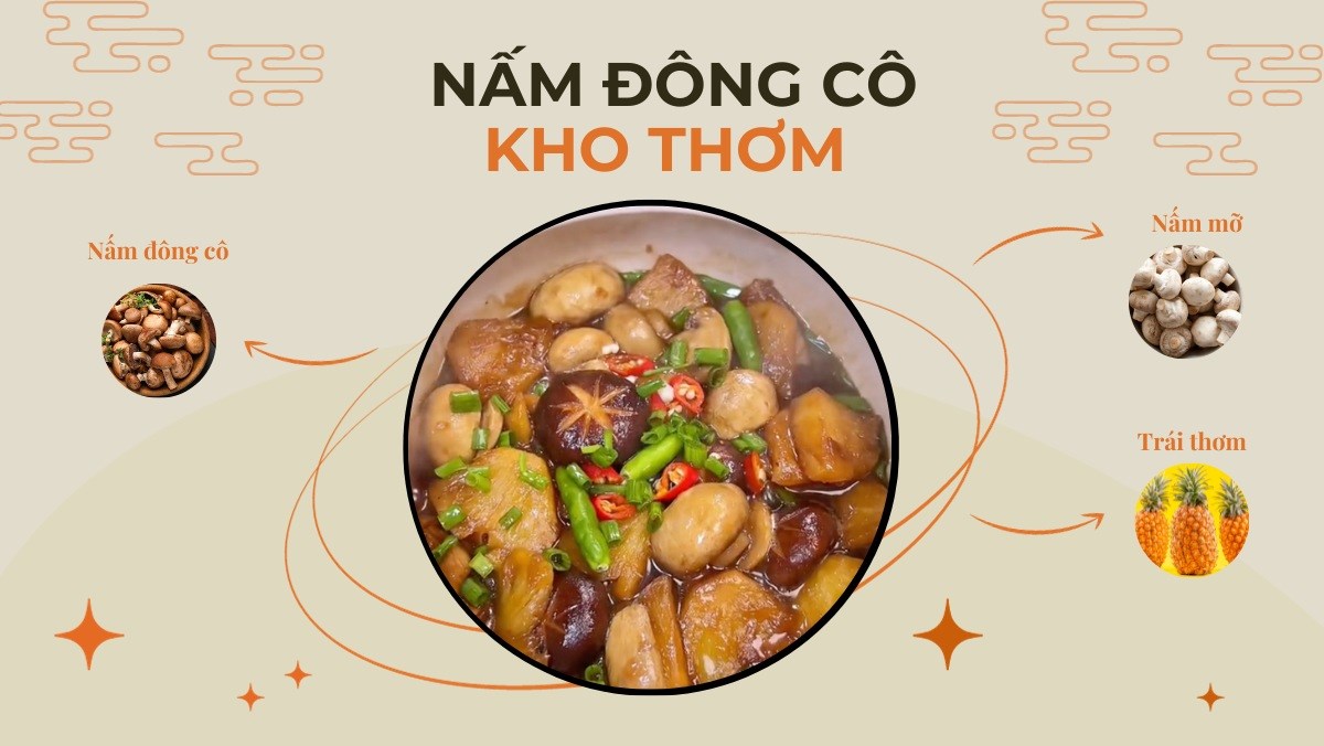 Nấm đông cô kho thơm (Công thức được chia sẻ bởi Tiktok Bếp chay XANH)