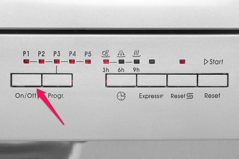 C&aacute;c n&uacute;t điều khiển của m&aacute;y rửa ch&eacute;n candy
