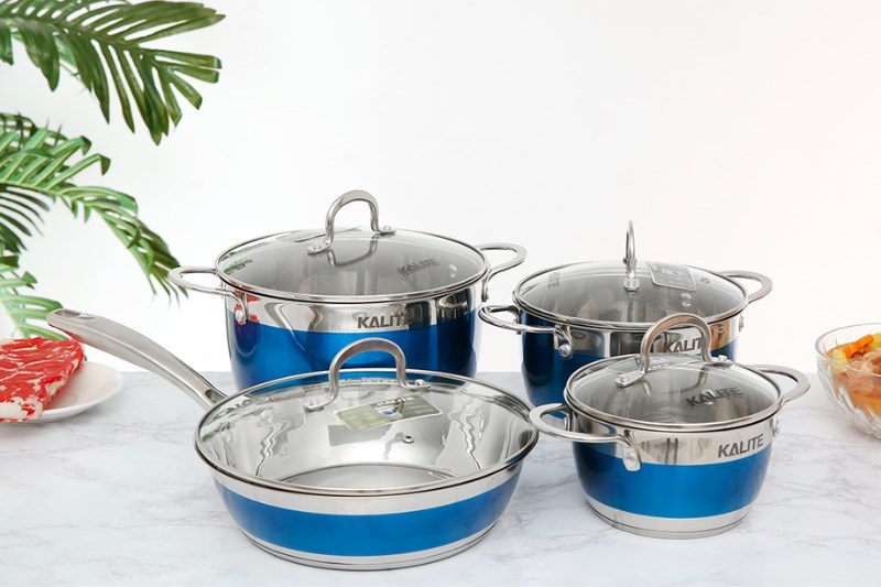 Bộ nồi chảo inox 5 đáy nắp kính Kalite KL-336