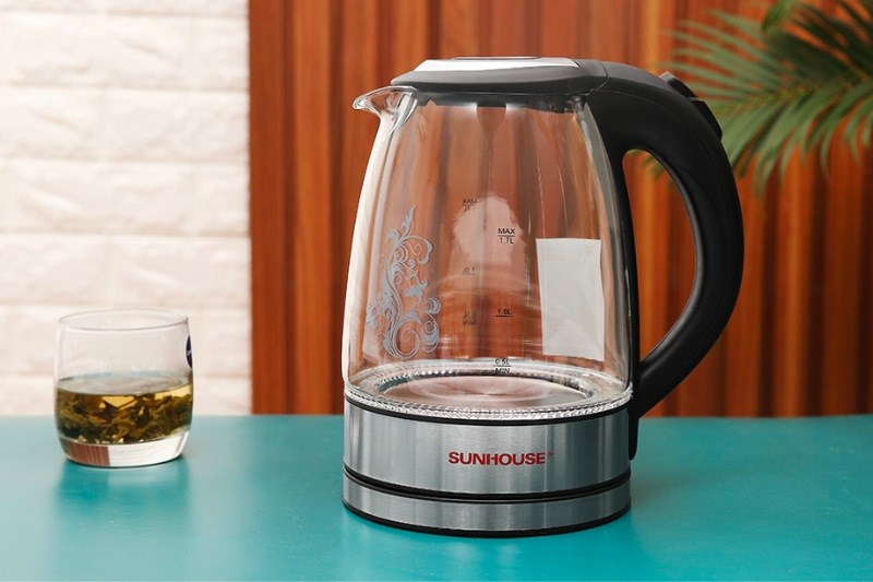 B&igrave;nh đun si&ecirc;u t&ocirc;́c thủy tinh Sunhouse 1.7 l&iacute;t SHD1217 Đen
