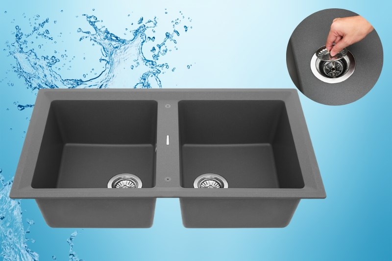 Chậu rửa ch&eacute;n 2 ngăn đ&aacute; Teka STONE 90 B-TG 2B BK