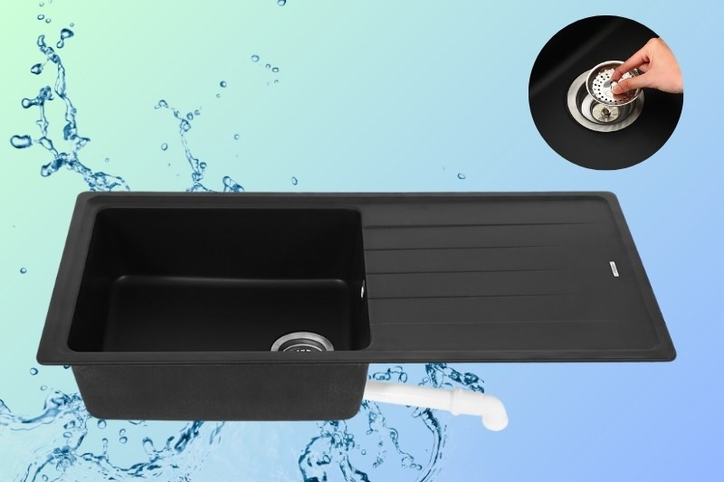  Chậu rửa ch&eacute;n 1 ngăn 1 c&aacute;nh đ&aacute; Hafele GED1S60 Đen