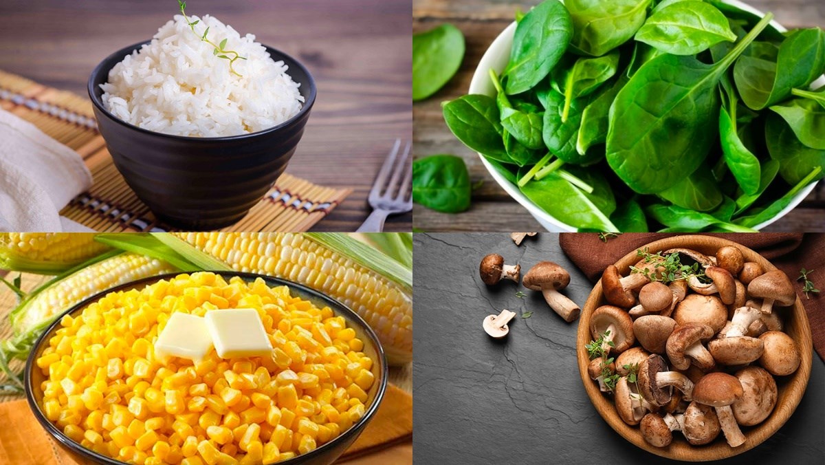 Nguyên liệu món ăn cơm chiên bát bửu chay và cơm chiên nấm bào ngư