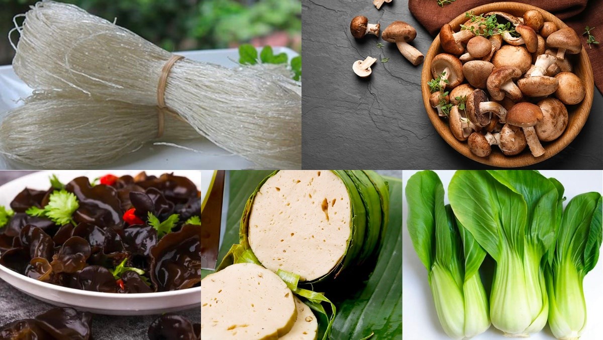 Nguyên liệu làm miến trộn chay