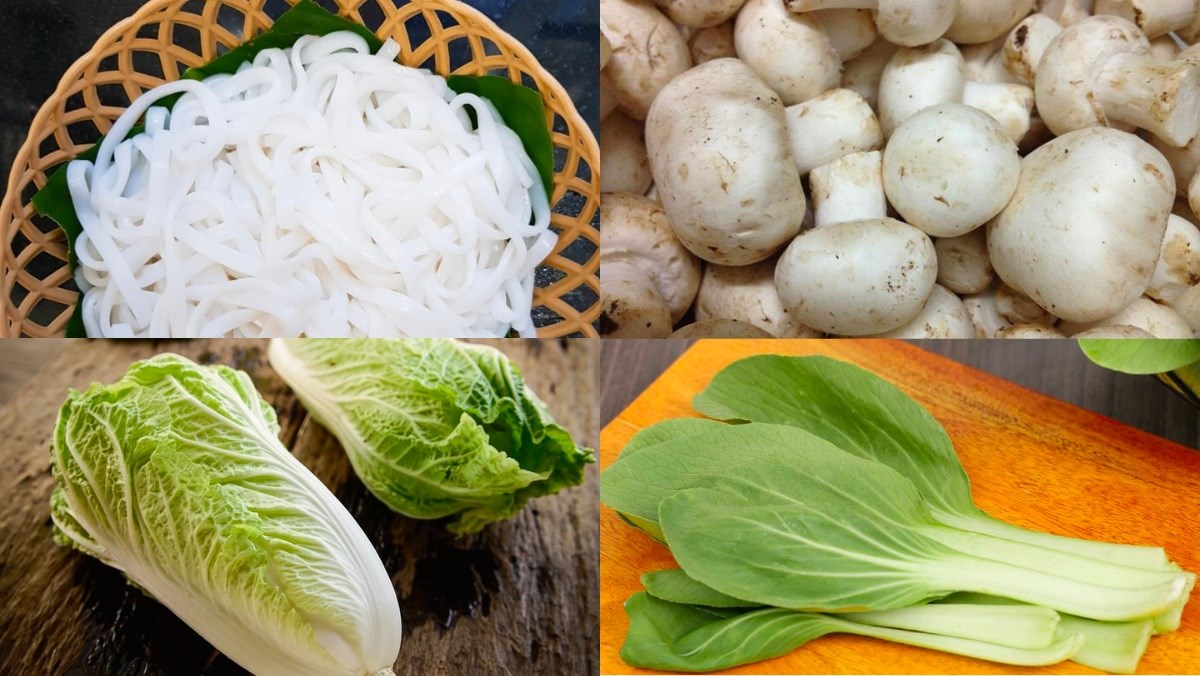 Nguyên liệu làm phở xào nấm chay