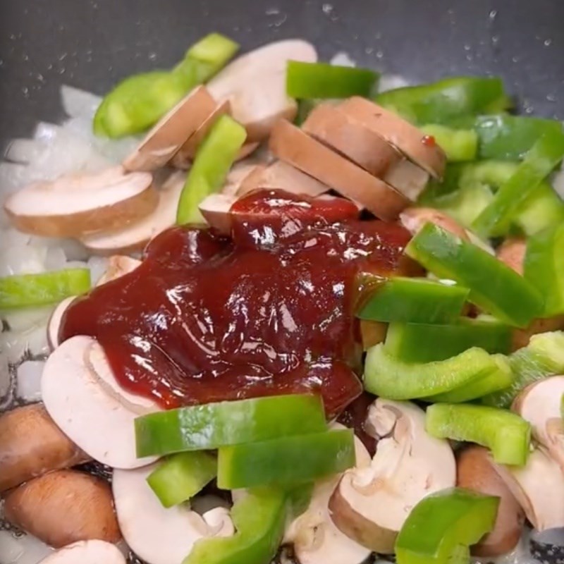 Bước 3 Làm nhân bánh pizza Bánh pizza nấm mỡ chay