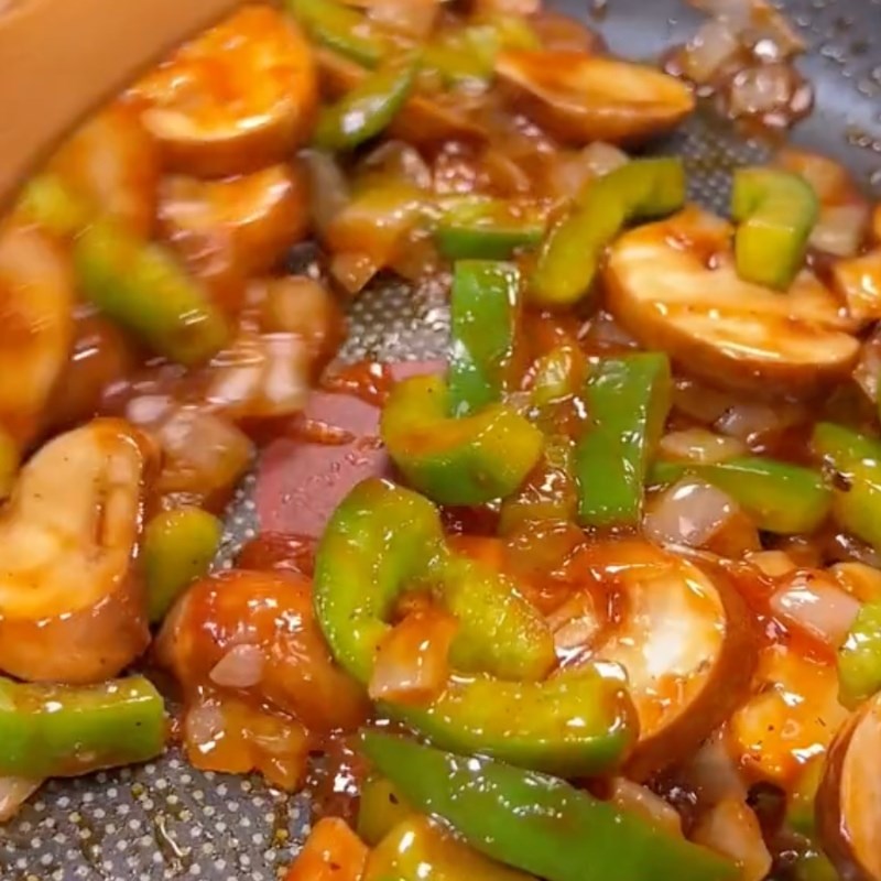 Bước 3 Làm nhân bánh pizza Bánh pizza nấm mỡ chay