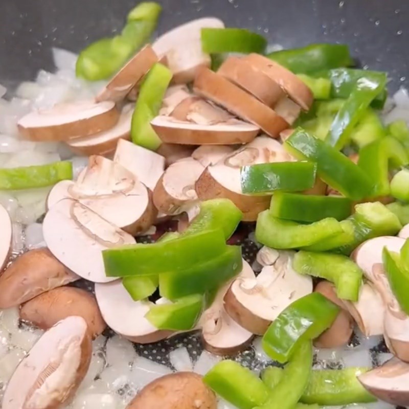 Bước 3 Làm nhân bánh pizza Bánh pizza nấm mỡ chay