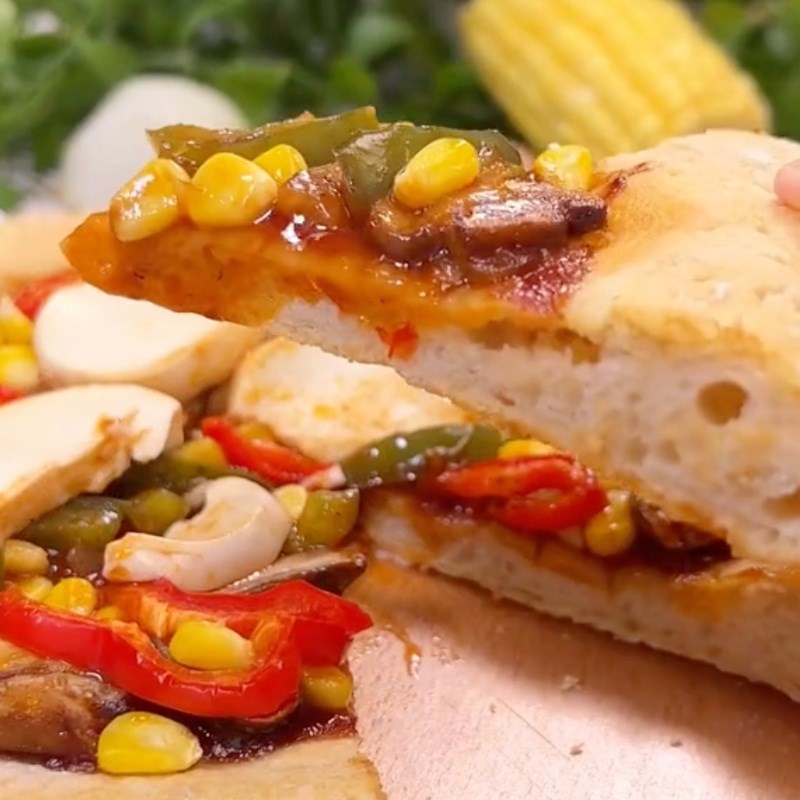 Bước 6 Thành phẩm Bánh pizza nấm mỡ chay