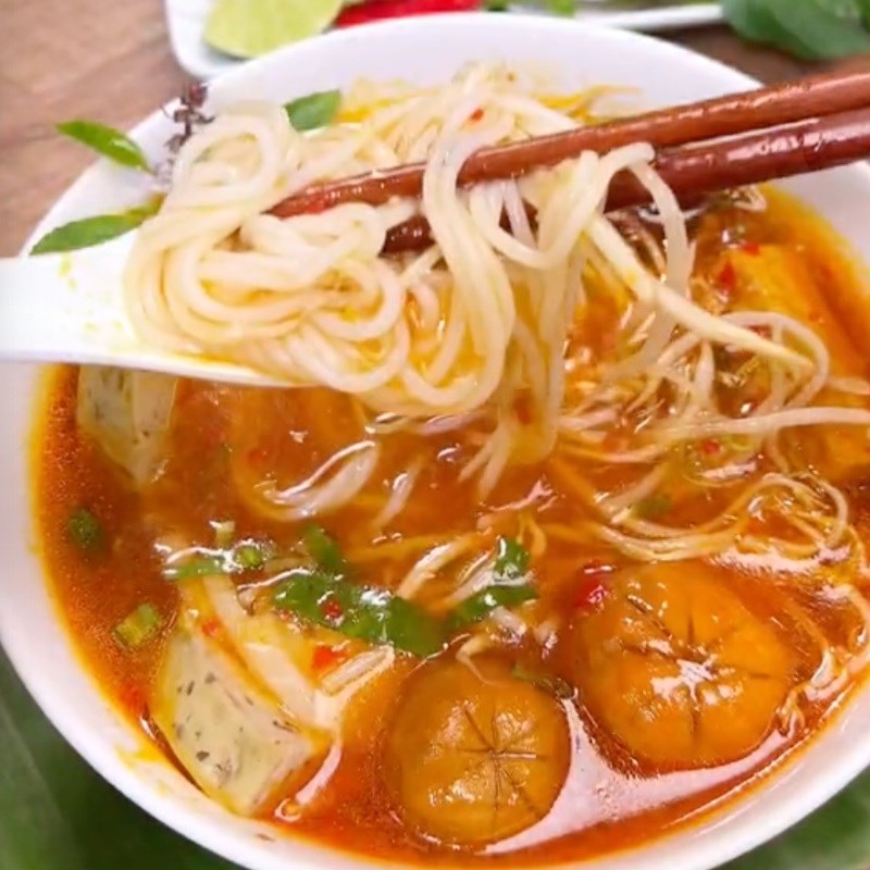 Bước 5 Thành phẩm Bún nấm sa tế chay