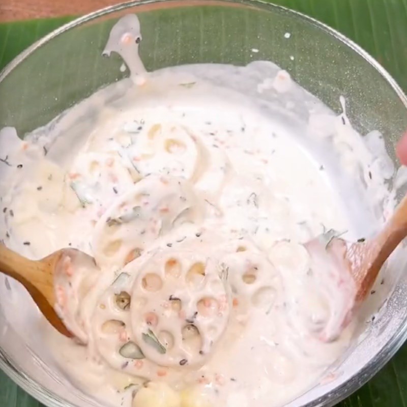 Bước 2 Trộn bột bánh Bánh hạt sen chiên giòn (Công thức được chia sẻ bởi Tiktok Bếp chay XANH)