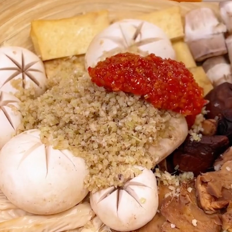 Bước 3 Trộn nấm và tàu hũ ky Bún nấm sa tế chay