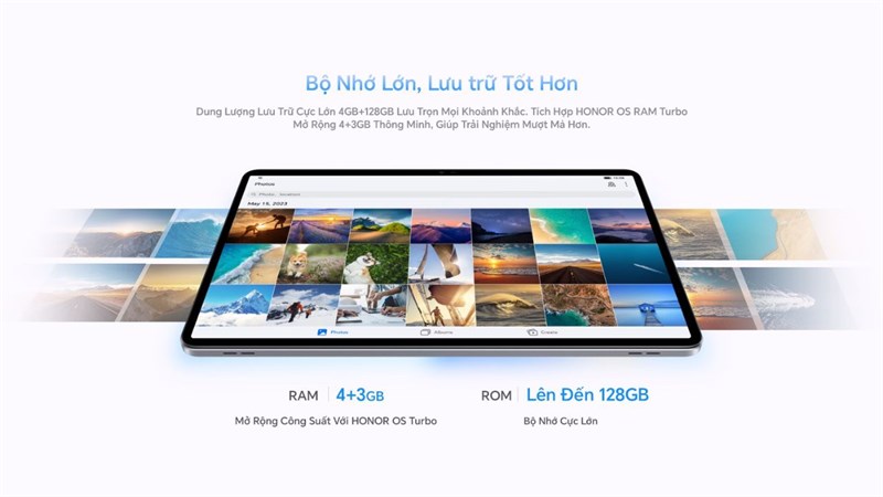 Sản phẩm có dung lượng bộ nhớ thoải mái