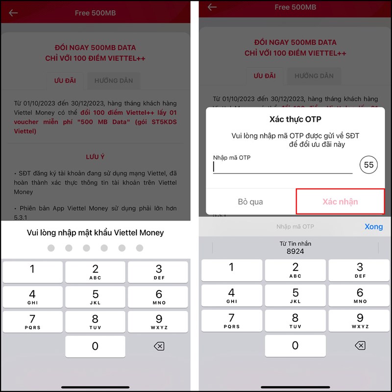Cách đổi 500MB Data Viettel