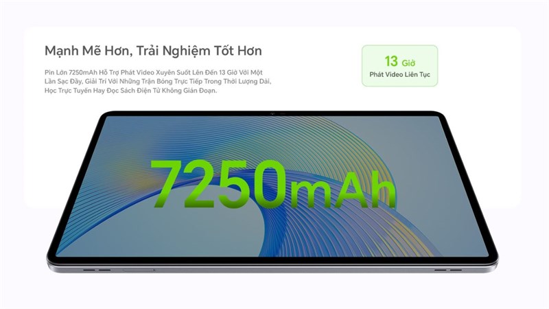 Viên pin lớn 7.250 mAh trên Honor Pad X9 có thể cung cấp cả ngày dài sử dụng