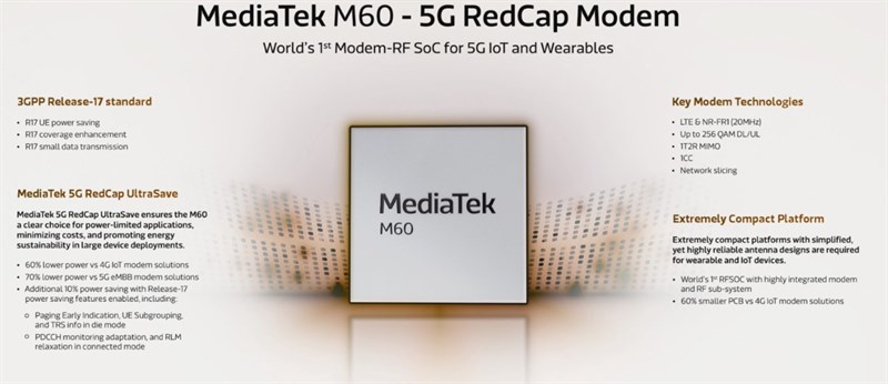 Modem MediaTek M60 trên vi xử lý MediaTek T300