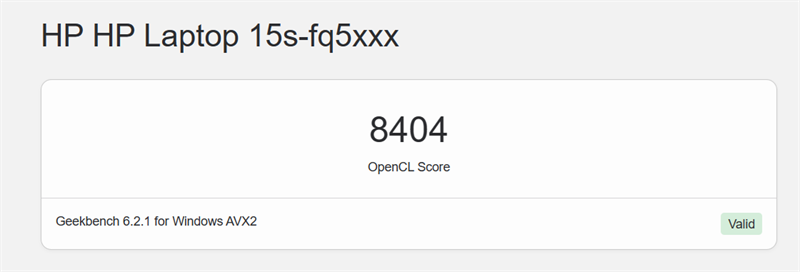 Điểm số Geekbench 6 của HP 15s fq5078TU.