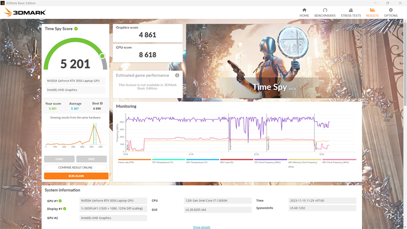 Điểm hiệu năng đồ họa của MSI Katana GF66 12UCK được chấm bởi 3DMark Time Spy Điểm hiệu năng đồ họa của MSI Katana GF66 12UCK được chấm bởi 3DMark Time Spy