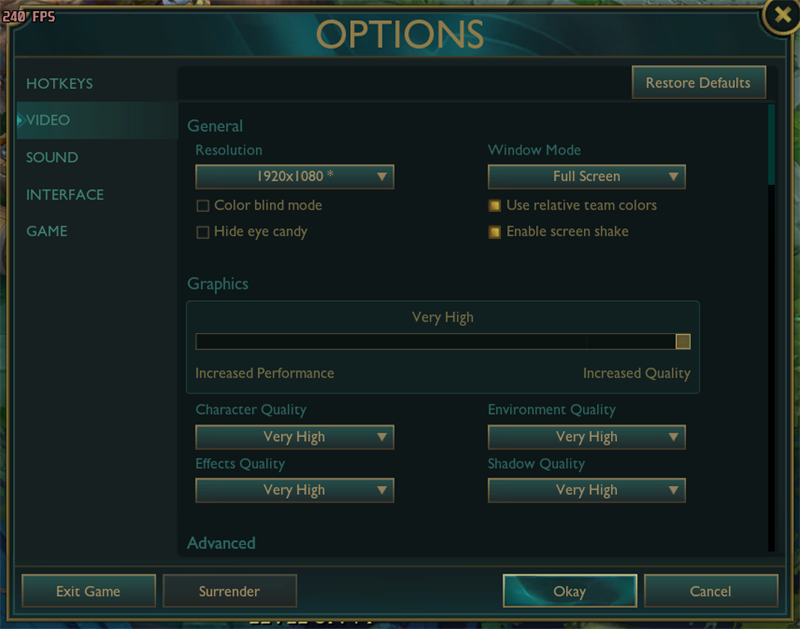 Thiết lập đồ họa game Liên Minh Huyền Thoại trên MSI Katana GF66 12UCK Thiết lập đồ họa game Liên Minh Huyền Thoại trên MSI Katana GF66 12UCK
