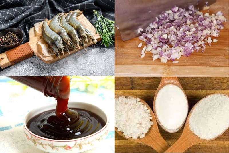 Nguyên liệu làm tôm hấp tỏi