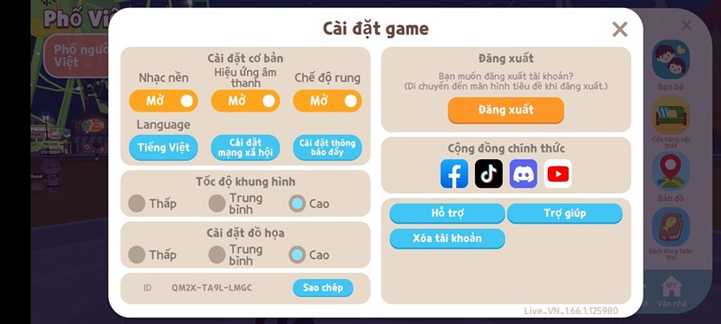 Thiết lập đồ họa game Play Together trên Redmi 13C