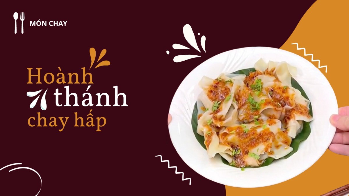 Hoành thánh hấp chay xốt cay