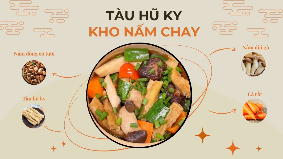 Tàu hũ ky kho nấm chay (Công thức được chia sẻ bởi Tiktok Bếp chay XANH)