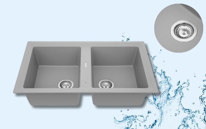 Chậu rửa ch&eacute;n 2 ngăn đ&aacute; Teka STONE 90 B-TG 2B SS