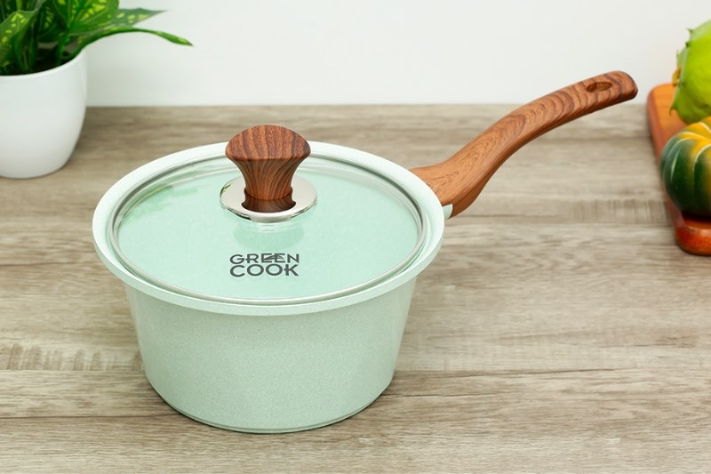 Qu&aacute;nh Ceramic nắp k&iacute;nh 18 cm Green Cook GCS05-18IH