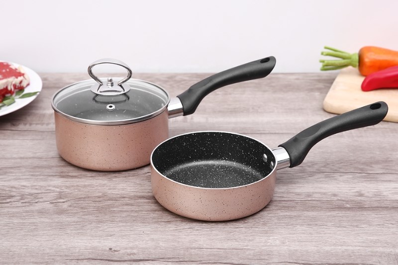 Bộ chảo qu&aacute;nh nh&ocirc;m nắp k&iacute;nh 14 cm Delites BE011-14