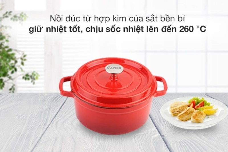 Nồi gang đ&uacute;c 24 cm Rapido RK24-RD