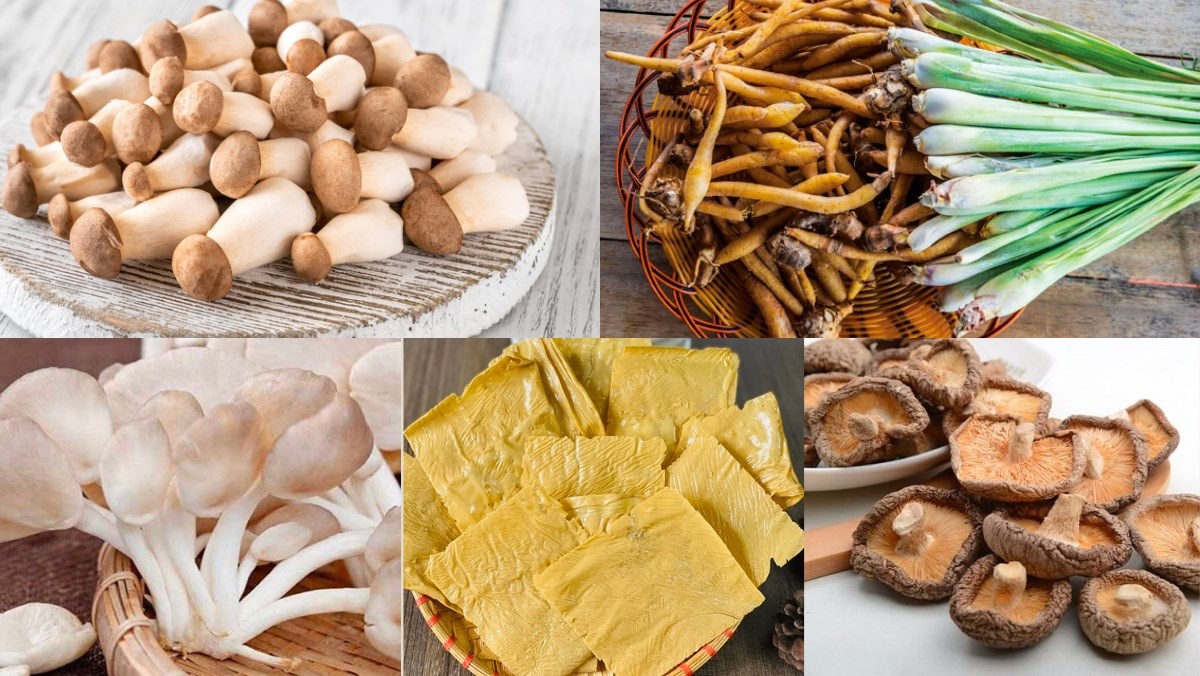 Nguyên liệu làm bún nấm Châu Đốc chay
