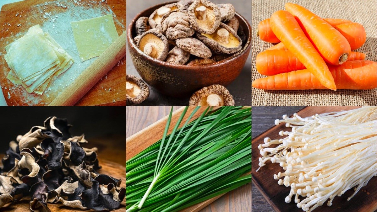 Nguyên liệu món ăn hoành thánh chay hấp