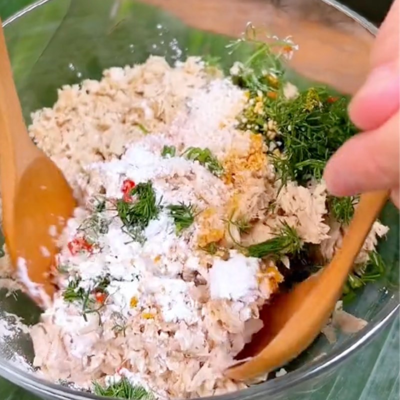 Bước 3 Làm chả chay Bún mọc chay dọc mùng (Công thực được chia sẻ bởi Tiktok Bếp chay XANH)