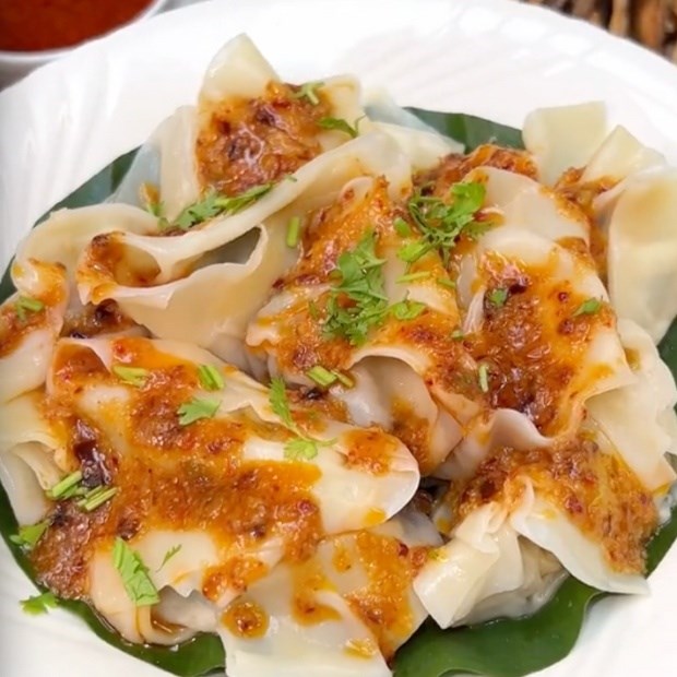 Bước 6 Thành phẩm Hoành thánh hấp chay xốt cay