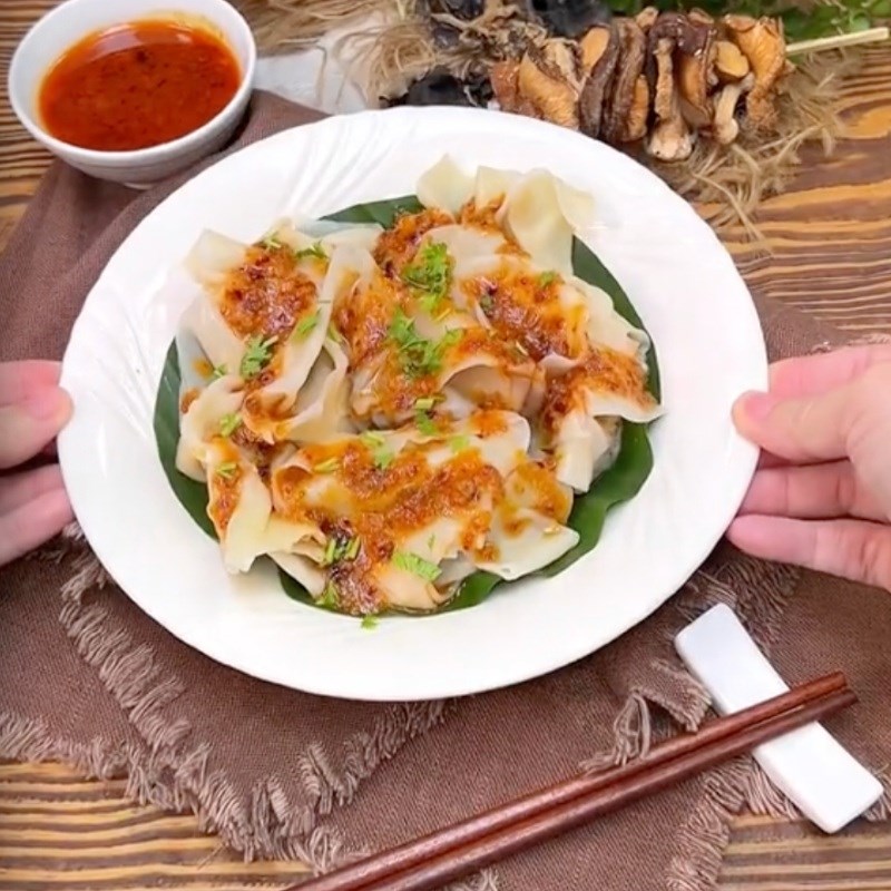 Bước 6 Thành phẩm Hoành thánh hấp chay xốt cay