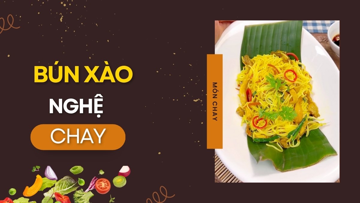 Bún xào nghệ chay (Công thức được chia sẻ bởi Tiktok Bếp chay XANH)