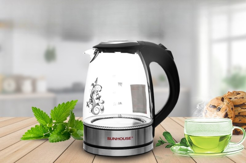 B&igrave;nh đun si&ecirc;u t&ocirc;́c thủy tinh Sunhouse 1.7 l&iacute;t SHD1217 Đen 